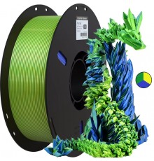 PLA Silk пластик для 3D принтера 1 кг 1,75 мм, Kingroon, NSC021 желтый, синий, зеленый