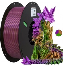 PLA Silk пластик для 3D принтера 1 кг 1,75 мм, Kingroon, NSC024 зеленый, фиолетовый, медный
