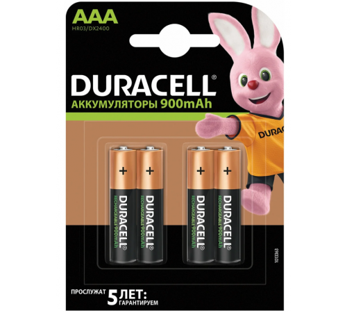 Аккумулятор AAA Duracell R03-4BL 850 mAh (упаковка 4 шт.)