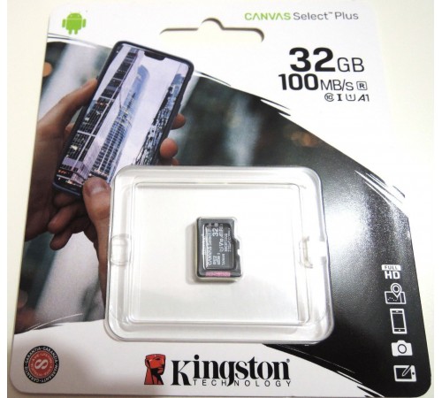 Флеш-накопитель MicroSD 32Гб Kingston CANVAS Select Plus Class10 100 МБ/с