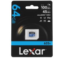 Флеш-накопитель MicroSD 64 Гб Lexar 633x A1 U3 V30 Class 10