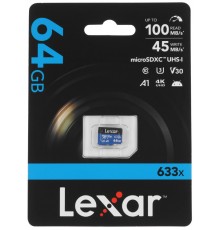 Флеш-накопитель MicroSD 64 Гб Lexar 633x A1 U3 V30 Class 10