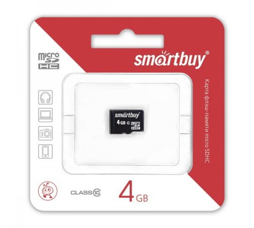 Флеш-накопитель MicroSD 4Гб SmartBuy Class 10 (Без адаптера)