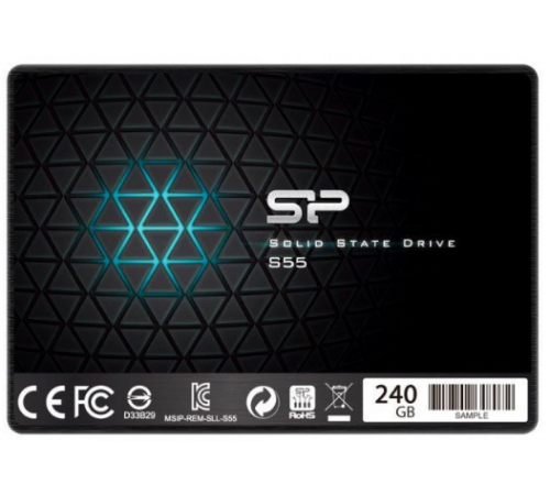 2.5" SATA 240 ГБ SSD-накопитель Silicon Power Slim S55 SP240GBSS3S55S25, 2.5", SATA III,560-500 Мб/с