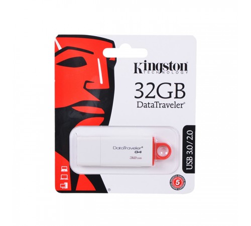 Флеш-накопитель USB 32Гб Kingston DataTraveler, USB 3.0, Белый