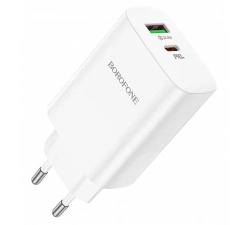 Сетевое зарядное устройство Borofone USB+Type-C BN10 QC3.0 22.5W+65W, белый