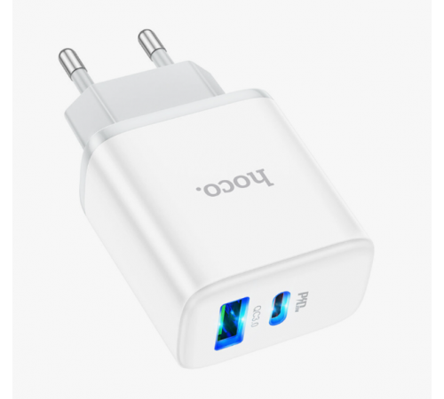 Сетевое зарядное устройство HOCO USB+Type-C C105A QC3.0+20W, белый