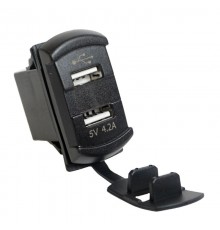 Разъем USB в авто врезной 12V-24V 2USB SKU-9008 4.2A + вольтметр