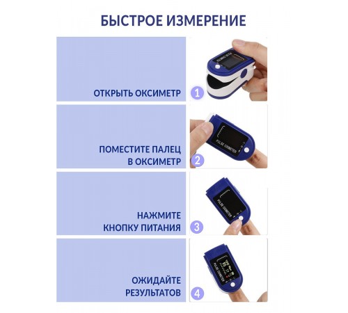 Пульсоксиметр, на палец для измерения кислорода и пульса