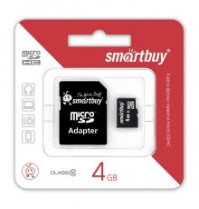 Флеш-накопитель MicroSD 4Гб SmartBuy Class10 (С адаптером)