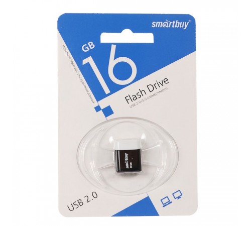 Флеш-накопитель USB 16Гб SmartBuy Lara, USB 2.0, Черный