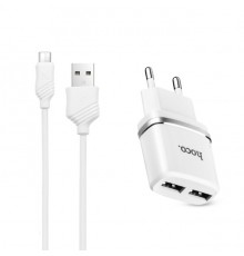 Сетевое зарядное устройство HOCO USB C12 (2.4A) с Type-C кабелем