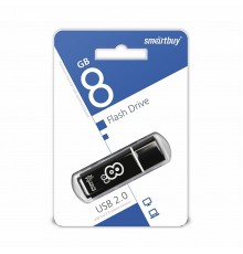 Флеш-накопитель USB 8Гб SmartBuy Glossy series, USB 2.0, черный