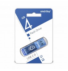 Флеш-накопитель USB 4Гб SmartBuy Glossy, USB 2.0, синий