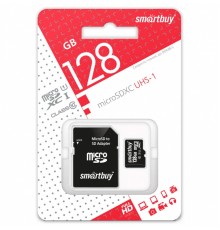 Флеш-накопитель MicroSD 128Гб SmartBuy Class10 (С адаптером)