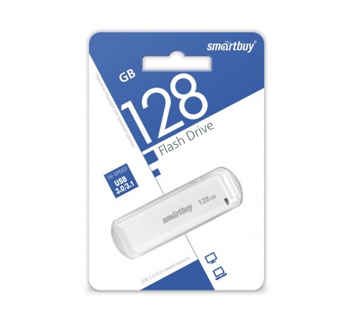 Флеш-накопитель USB 128Гб SmartBuy LM05, USB 3.0, Белый