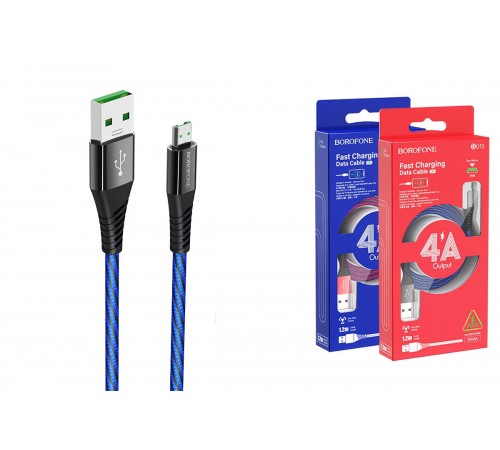 USB кабель micro USB Borofone BU13, Черный, 1.2 м