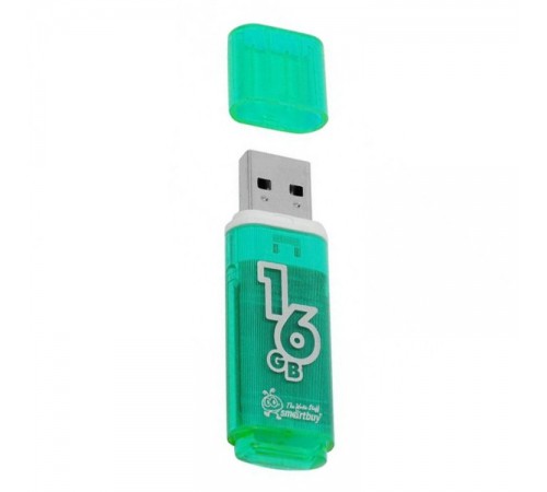 Флеш-накопитель USB 16Гб SmartBuy Glossy, USB 2.0, Зеленый