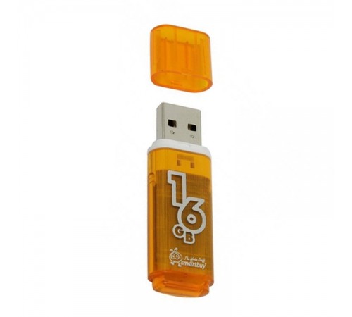 Флеш-накопитель USB 16Гб SmartBuy Glossy, USB 2.0, Оранжевый