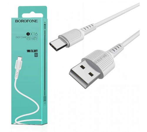 USB кабель Type-C Borofone BX16, белый, 1 м