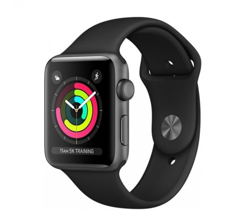 Смарт-часы Apple Watch Series 3, 38мм, серый космос + ремешок черный (MTF32RU/A)