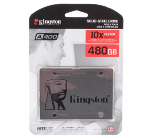 2.5" SATA 480 ГБ SSD-накопитель Kingston A400 (SA400S37), 2.5", SATA III