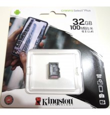 Флеш-накопитель MicroSD 32Гб Kingston CANVAS Select Plus Class10 100 МБ/с