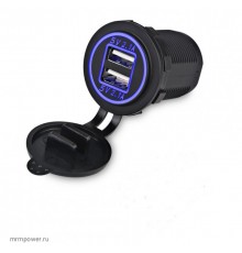 Разъем USB в авто врезной 12V-24V 2USB SKU-3010 4.2A