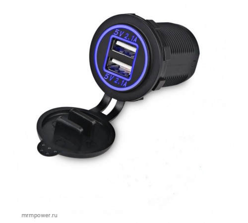 Разъем USB в авто врезной 12V-24V 2USB SKU-3010 4.2A