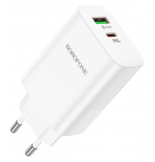 Сетевое зарядное устройство Borofone USB+Type-C BN10 QC3.0 22.5W+65W, белый