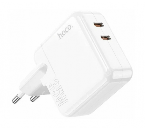 Сетевое зарядное устройство HOCO 2 Type-C C110A QC 3.0, PD35W, белый