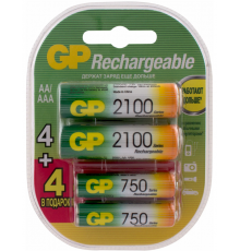 Аккумулятор GP AA 2100 mAh 4 шт. + AAA 750 mAh 4 шт.