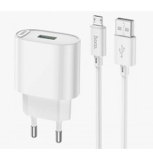 Сетевое зарядное устройство HOCO USB C109A QC 3.0, 3A, с Micro кабелем, белый