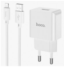 Сетевое зарядное устройство USB HOCO C106A 10.5W с Lightning кабелем, белый