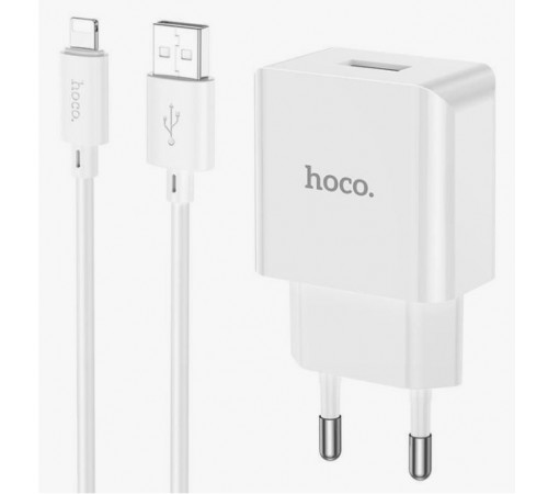 Сетевое зарядное устройство USB HOCO C106A 10.5W с Lightning кабелем, белый