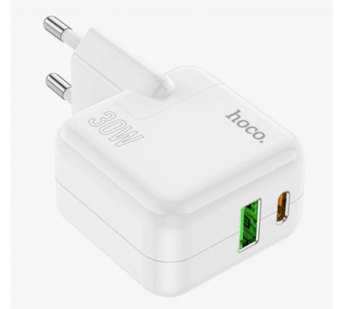 Сетевое зарядное устройство HOCO USB+Type-C C111A QC3.0+30W, белый
