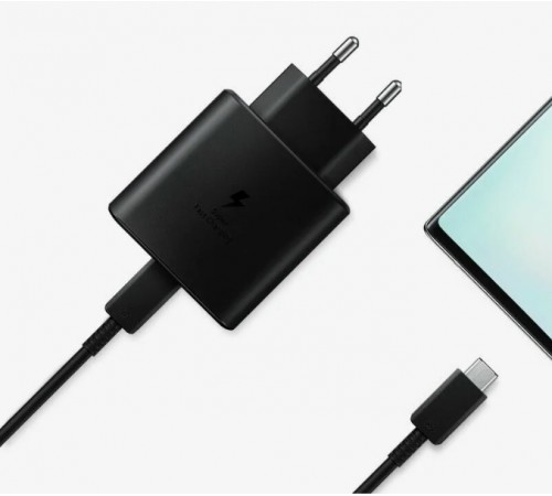 Сетевое зарядное устройство Samsung USB-C PD 25W с Type-C кабелем, черный, оригинал