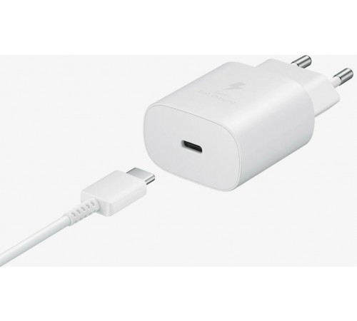 Сетевое зарядное устройство Samsung USB-C PD 25W с Type-C кабелем, белый, оригинал