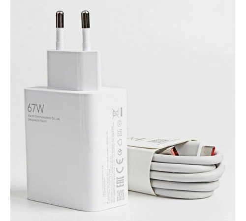 Сетевое зарядное устройство Xiaomi 67W Charging Combo Type-A с кабелем Type-C (MDY-12-EH), белый