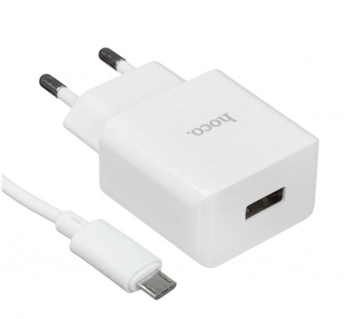 Сетевое зарядное устройство USB Hoco C106A 10.5W с Micro кабелем, белый