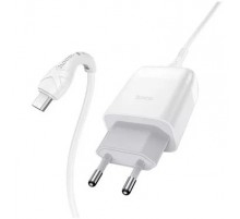 Сетевое зарядное устройство HOCO USB C72Q QC 3.0, 3A, с Type-C кабелем, белый
