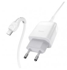 Сетевое зарядное устройство HOCO USB C72Q QC 3.0, 3A, с Type-C кабелем, белый