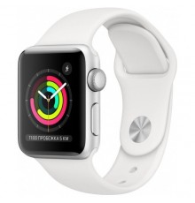 Смарт-часы Apple Watch Series 3, 38мм, серебряный + ремешок белый (MTEY2RU/A)