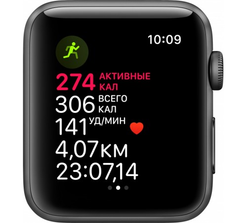 Смарт-часы Apple Watch Series 3, 42мм, корпус из алюминия цвета «серый космос», спортивный ремешок