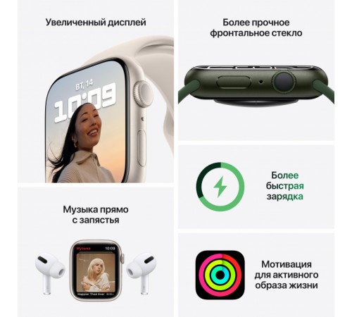 Смарт-часы Apple Watch Series 7 41mm Aluminium with Sport Band RU, черный